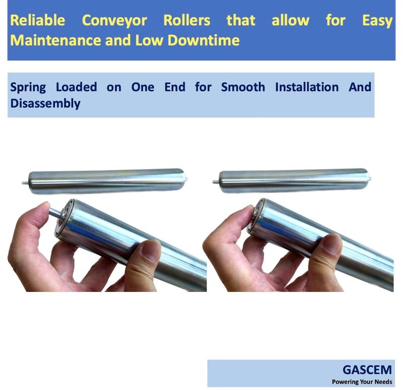 Gascem 10"BF Length 1.5" Dia Galvanized Steel Conveyor Roller, Axle Diameter 1/4" I Pack of 2 Conveyor Rollers I Replacement Steel Roller for Rollers Conveyor, Roller Stands for Woodworking, Cat/Dog Fence - Image 4